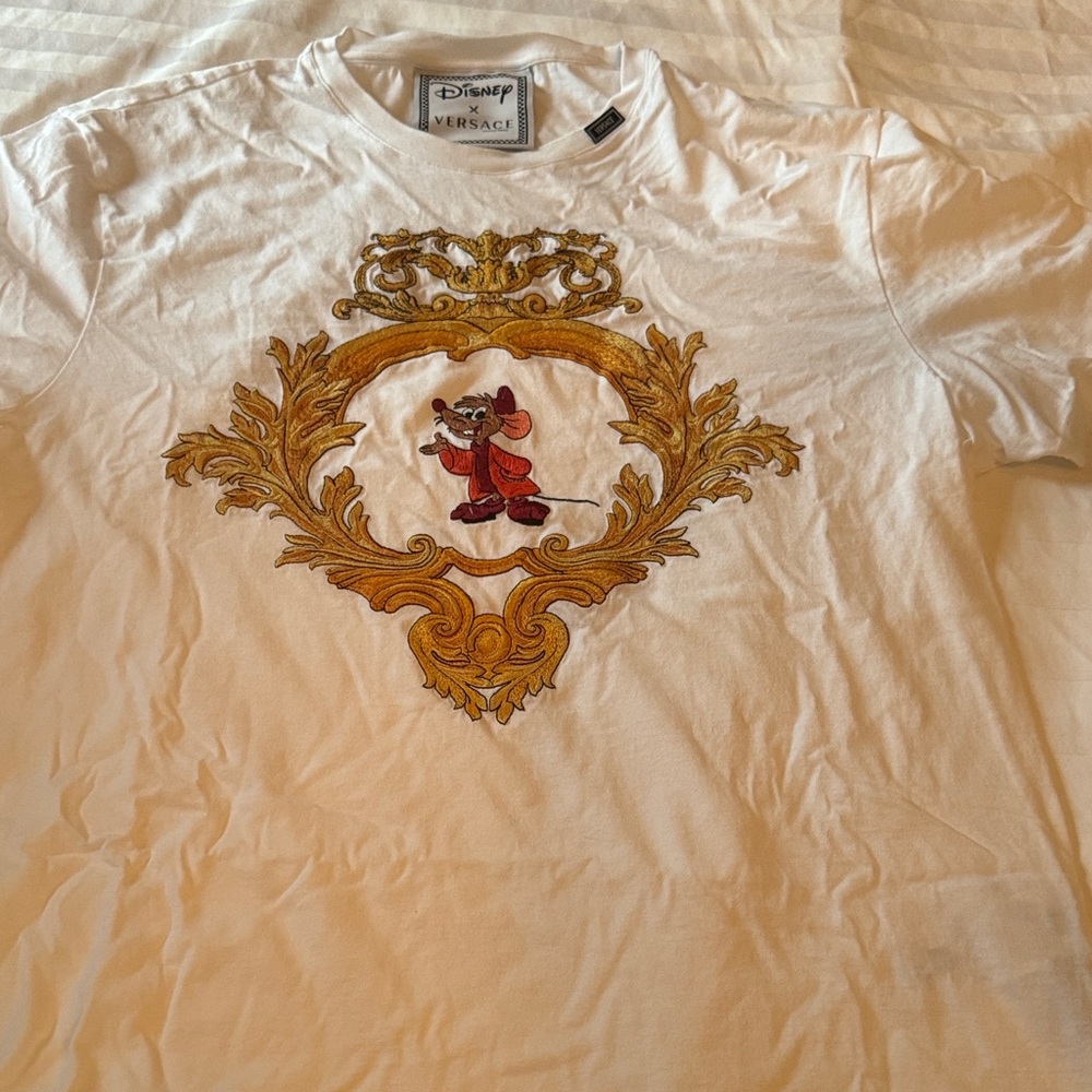 Versace White Tee with Gold and Red Design